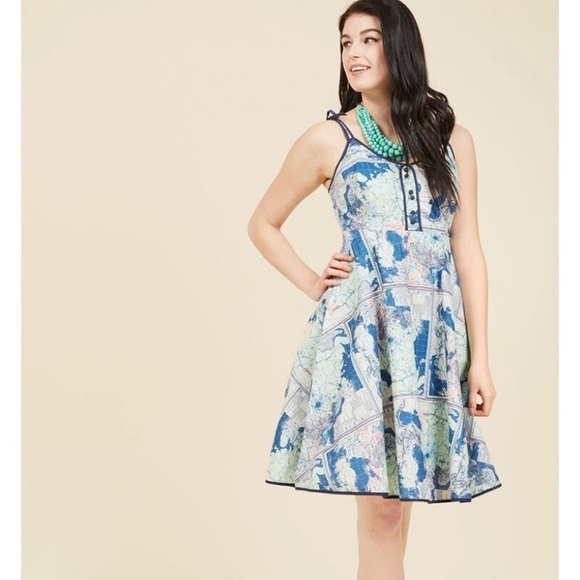 ModCloth Waving from the Waterfront Map dress - Picture 1 of 8
